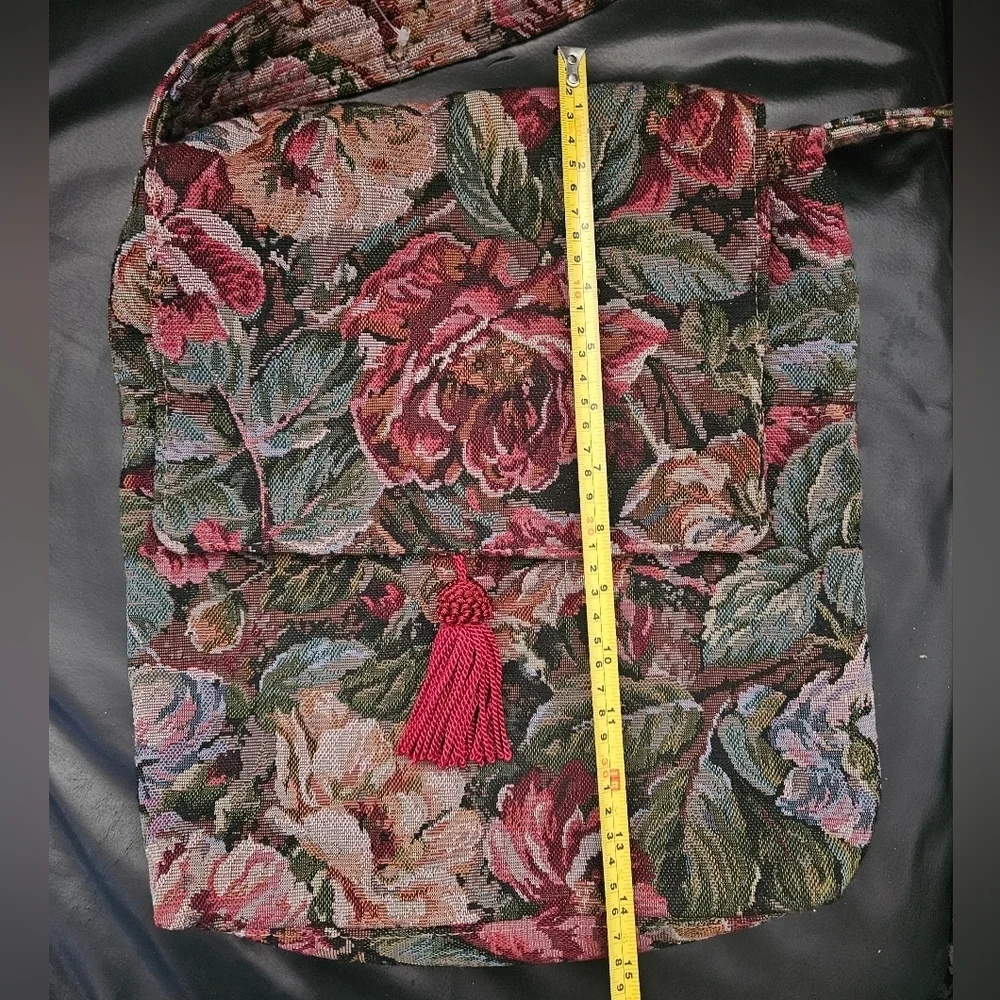 Vintage Maureen Kealy Custom Made In Canada Floral Tapastry Flap Shoulder Bag - Picture 8 of 13